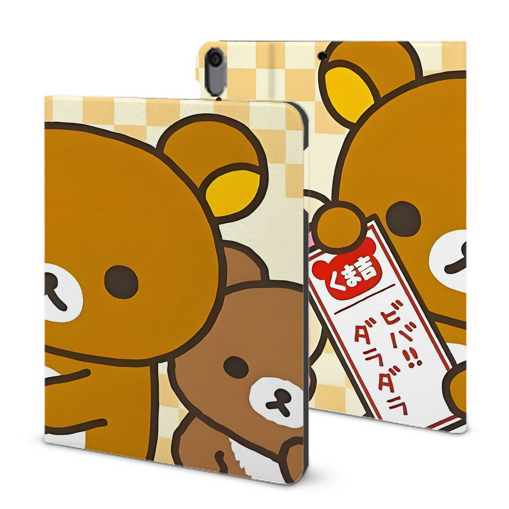 （画像用） リラックマ リラックマ キイロイトリ Rilakkuma Korilakkuma Kiiroitori IPad ケース ブック型 PUレザー TPU 耐衝撃 軽量 薄型 ペン収納なし 全面保護 IPad 各モデル対応